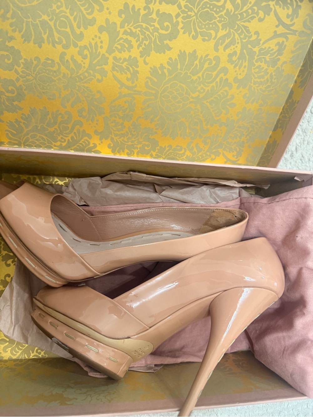 Miu Miu Nude Patent Platform Stiletto Pumps
